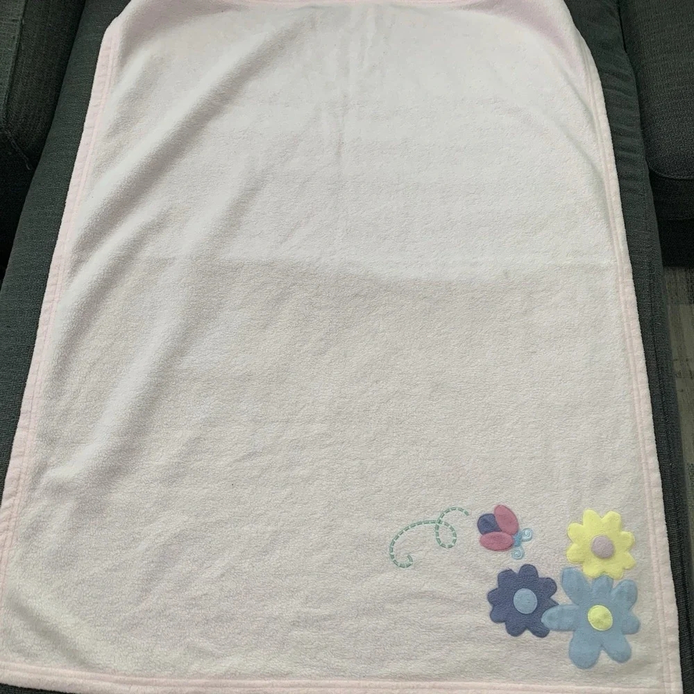 Vintage Cherokee‎ Baby Pink Baby Blanket Flowers Fleece